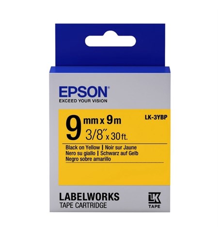 Epson LK-3YBP Black on Yellow 9mm x 9m